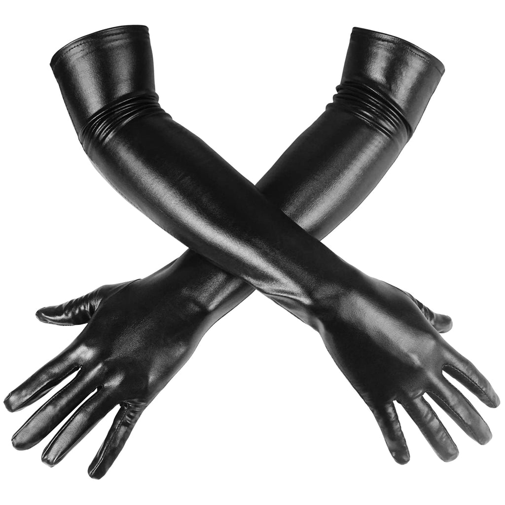 Sisu Couture's Luwint Sexy Wet Look Black Long Gloves For Costume - image 14