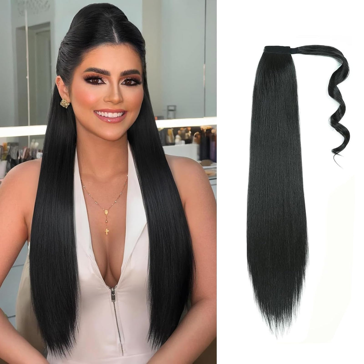 Sisu Couture's Straight Invisible Ponytail Extension Long Drawstring Pony Tail Hair - image 24