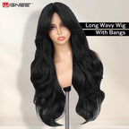 Sisu Couture's Wignee Curtain Bang Wig 26 Inch Black Wig Synthetic - image 14