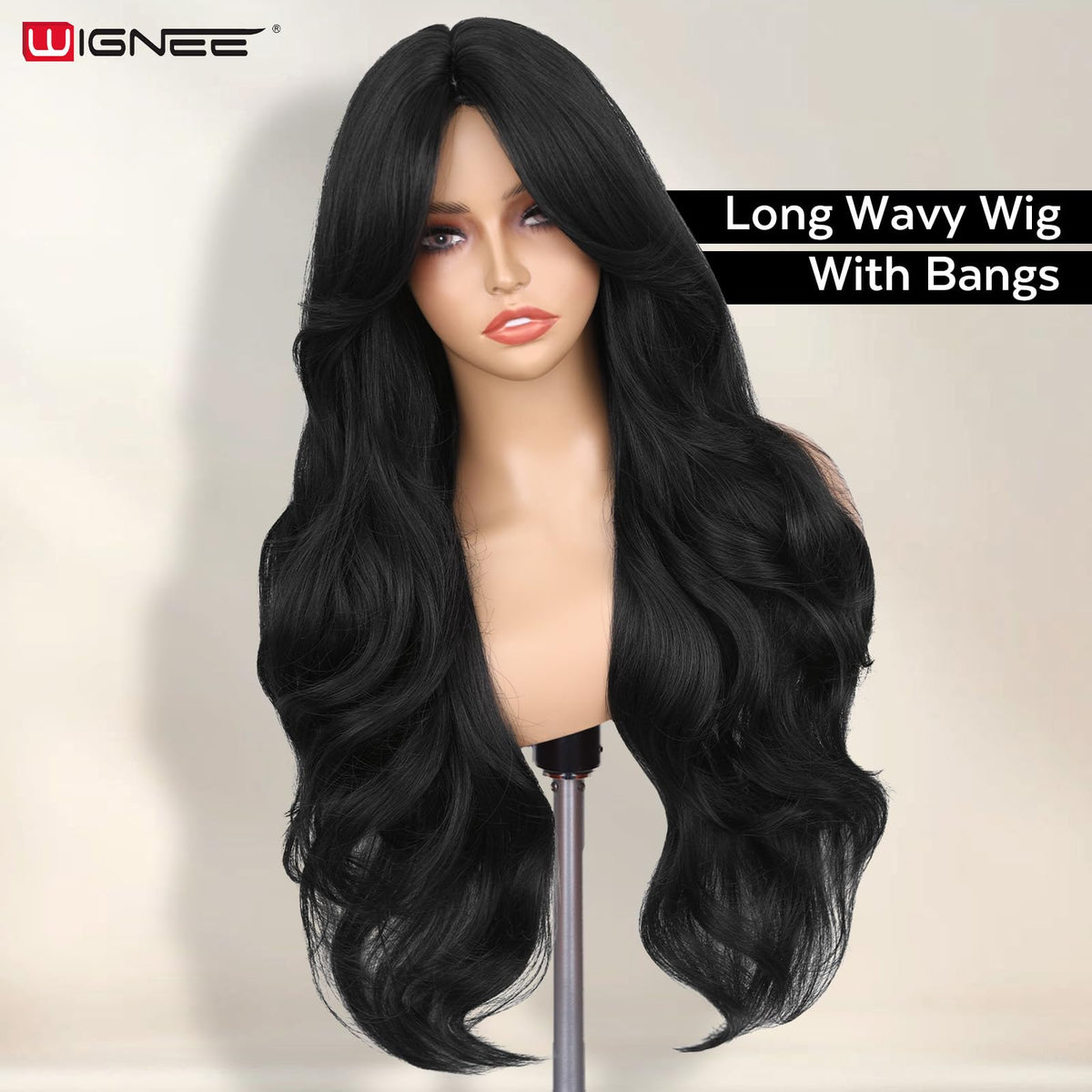 Sisu Couture's Wignee Curtain Bang Wig 26 Inch Black Wig Synthetic - image 14