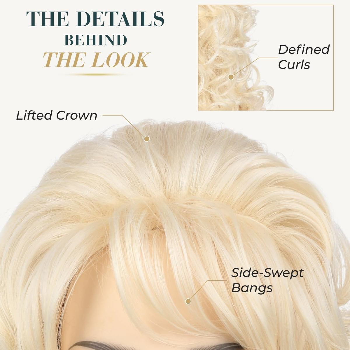 Sisu Couture's Long Blonde Curly Wig With Bangs Retro Country Diva - image 16