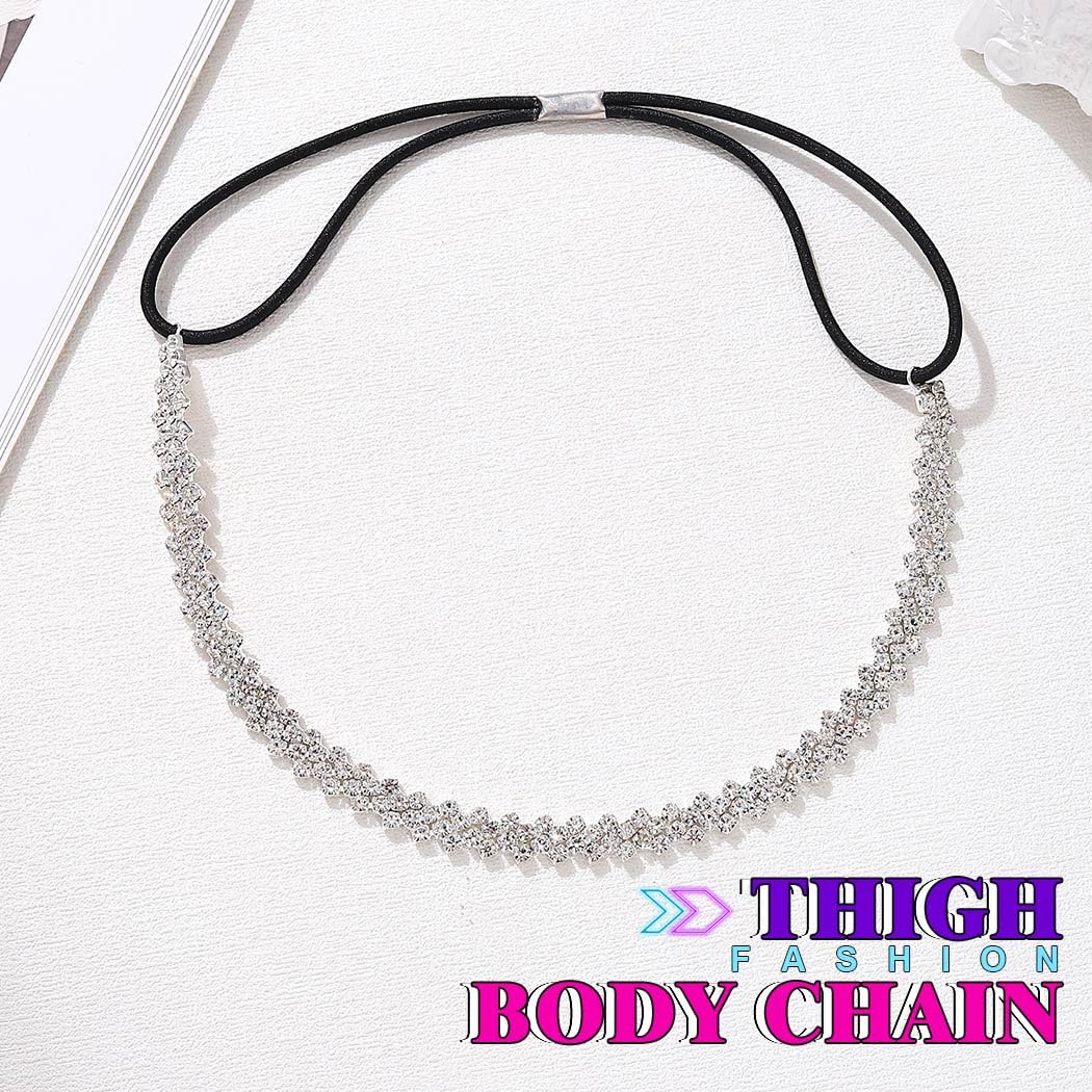 Sisu Couture's Rhinestone Thigh Garter Silver Thigh Chain Jewelry - image 8