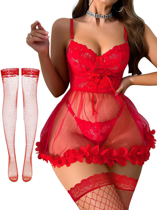 Sisu Couture's Foxiny Sexy Lingerie Dress 3 Pcs Nightgown With Thong - image 1