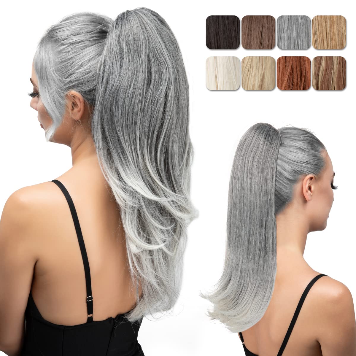 Sisu Couture's Clip in Ponytail Extension Medium Brown 18 Inch Pony - image 22