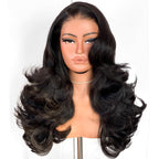 Sisu Couture's Black Glueless Feather Layered Wig With Bangs 13x6 HD - image 1