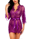 Sisu Couture's Avidlove Lace Kimono Robe Babydoll Lingerie Mesh Nightgown S - image 1