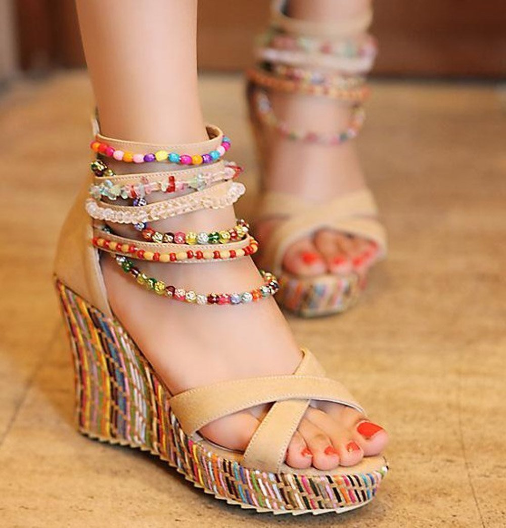 Sisu Couture's Getmorebeauty Wedge Sandals With Pearls Across The Top Platform - image 14