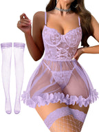 Sisu Couture's Foxiny Sexy Lingerie Dress 3 Pcs Nightgown With Thong - image 18
