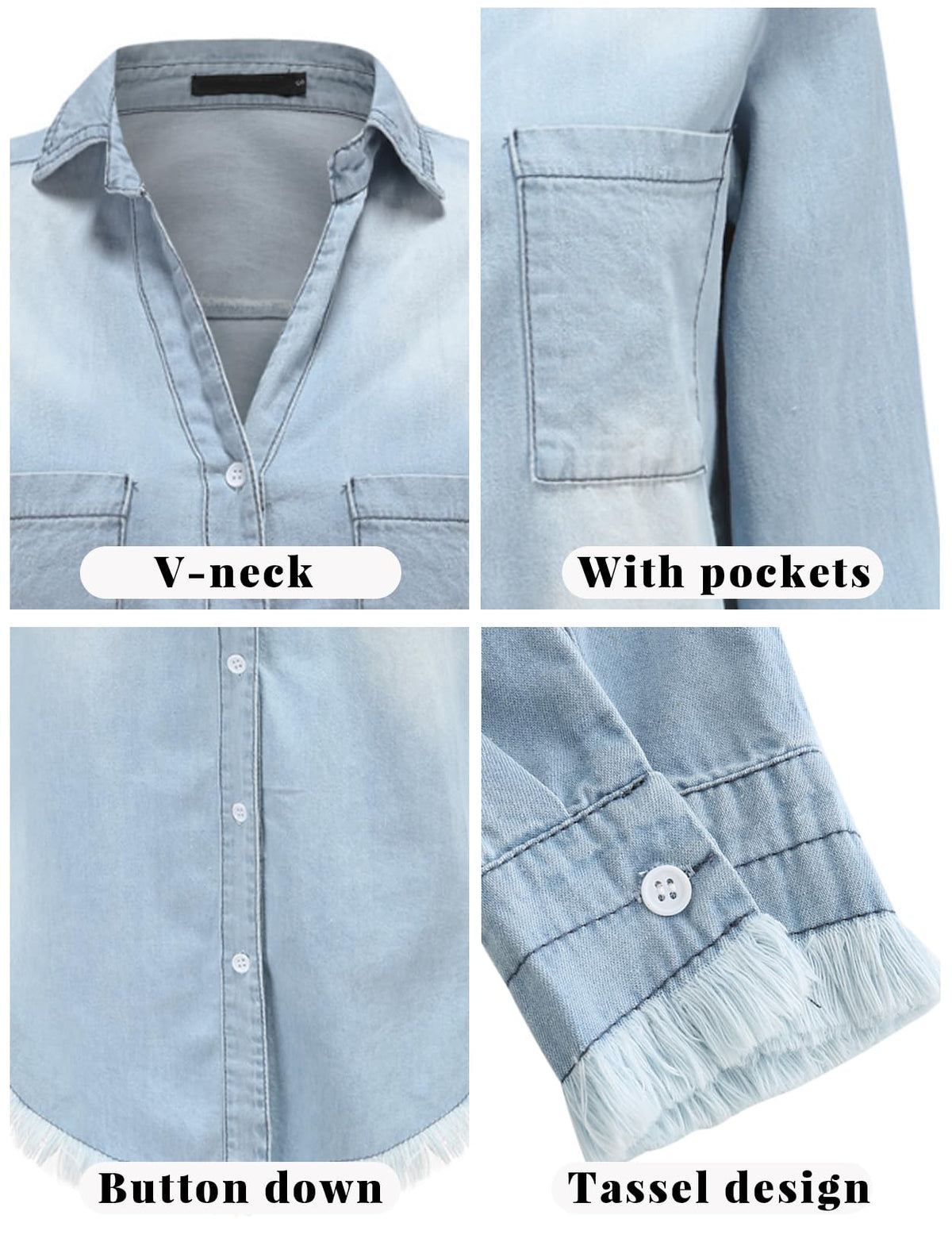 Sisu Couture's Zilcremo Denim Dress Long Sleeve Button Down Jean Shirt - image 5