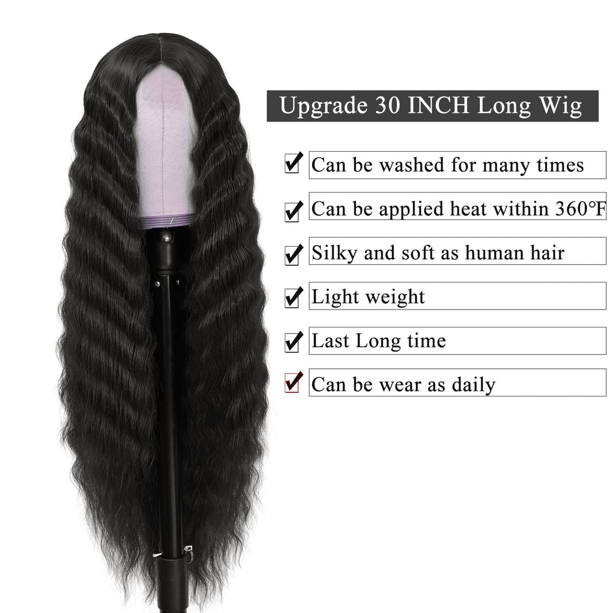 Sisu Couture's Instastyle 30 Inch Synthetic Curly Wigs Long Black Hair - image 16