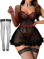 Sisu Couture's Foxiny Sexy Lingerie Dress 3 Pcs Nightgown With Thong - image 22