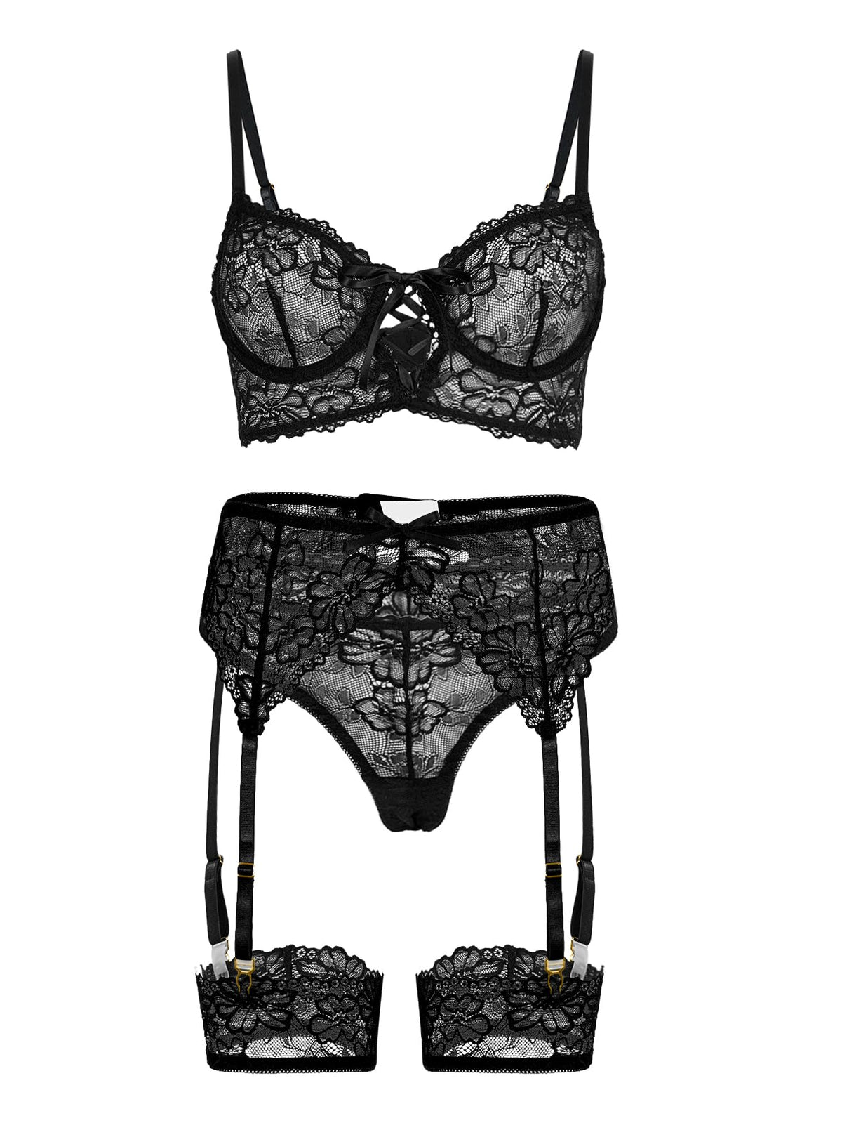 Sisu Couture's Lilosy Sexy Lingerie Outfit Set 3 Piece With Garter - image 15