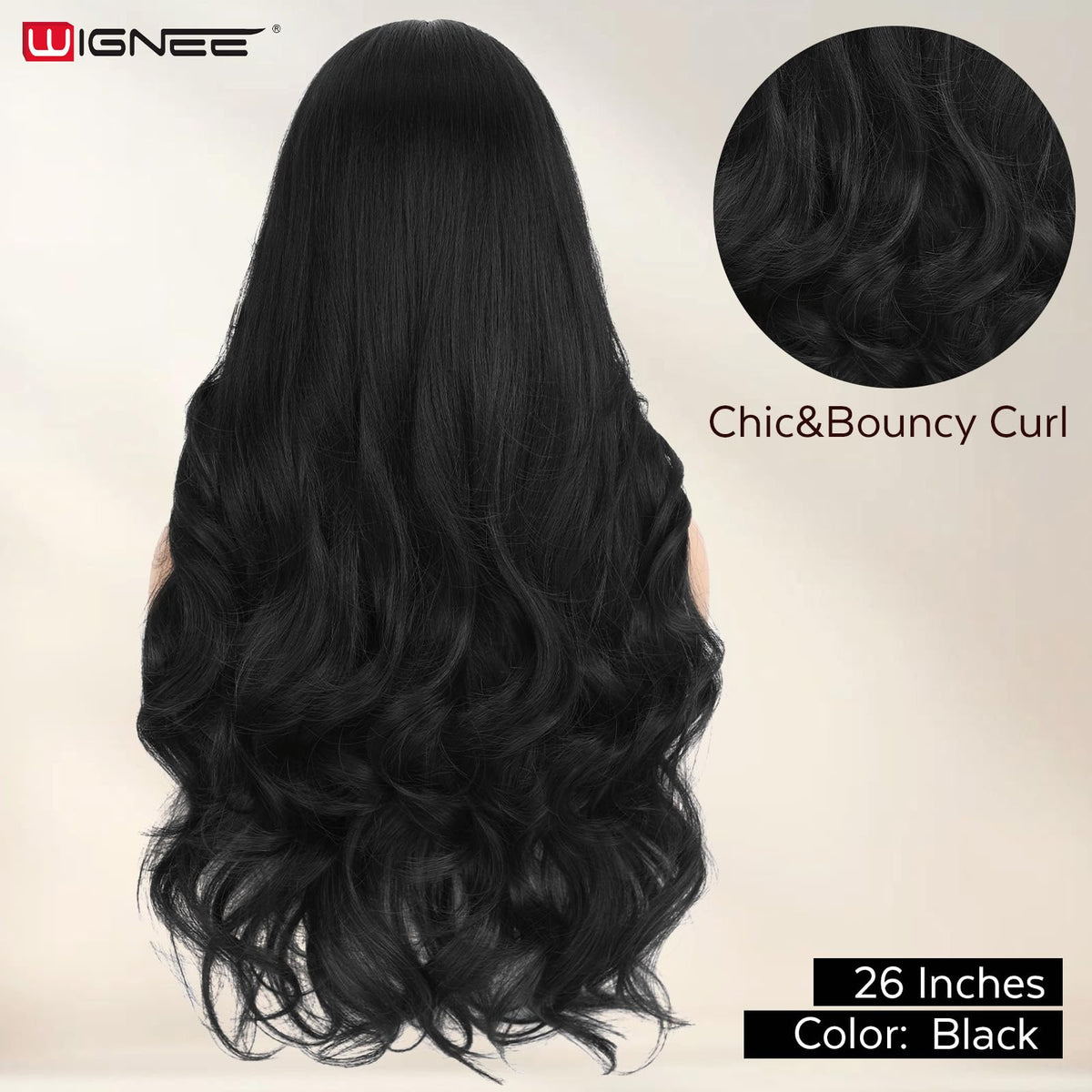 Sisu Couture's Wignee Curtain Bang Wig 26 Inch Black Wig Synthetic - image 17