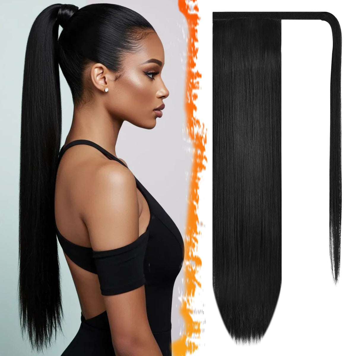 Sisu Couture's Barsdar Natural Black Wrap Long Straight Ponytail Extension 26'' - image 1