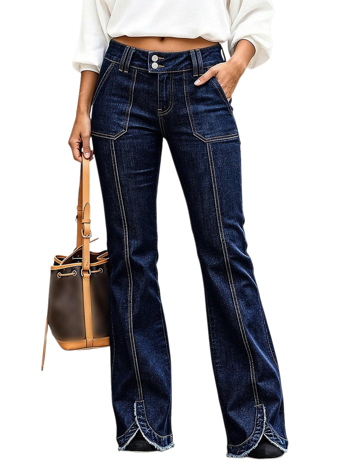 Sisu Couture's Effortlessly Chic Bootcut Jeans with Raw Hem - image 1