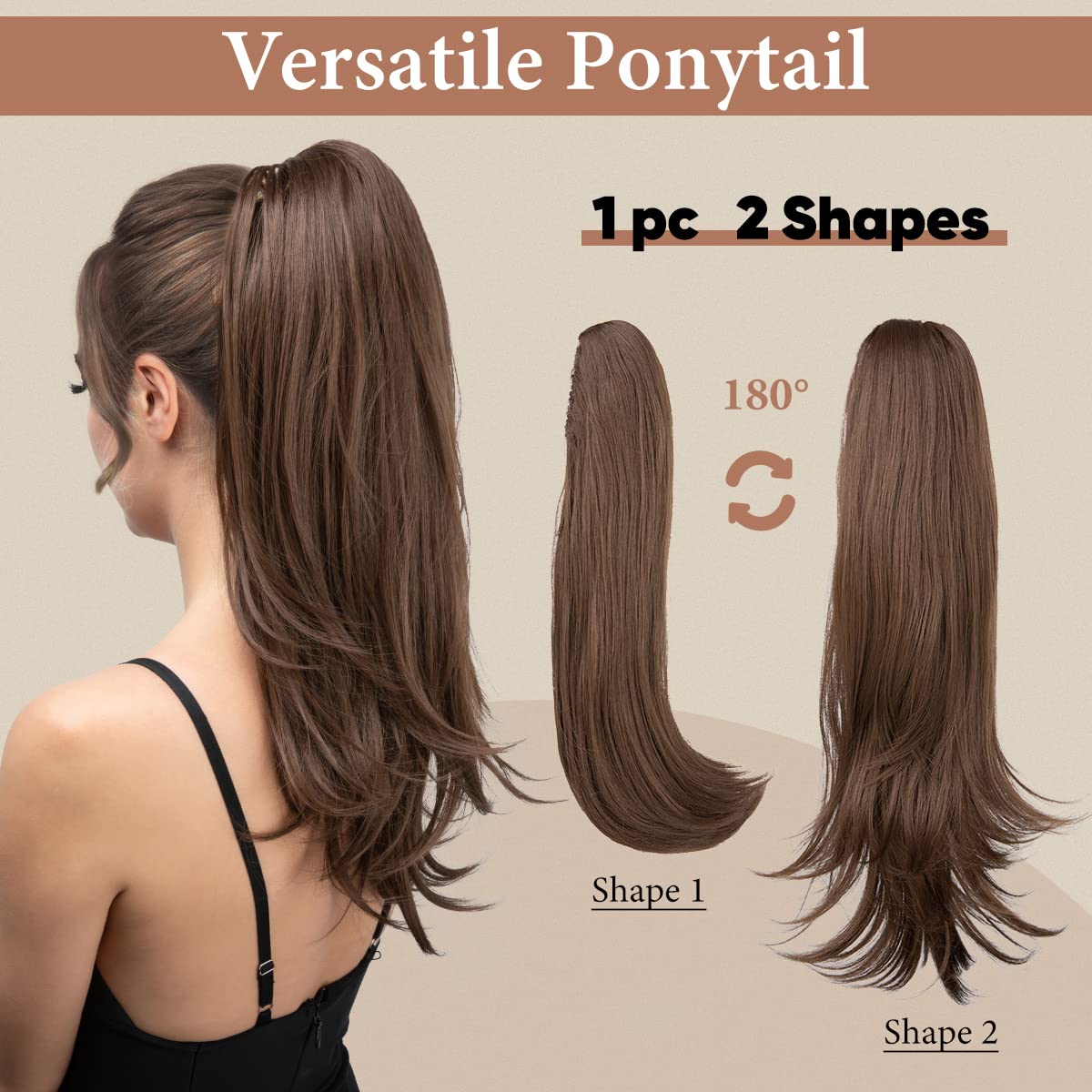 Sisu Couture's Clip in Ponytail Extension Medium Brown 18 Inch Pony - image 14