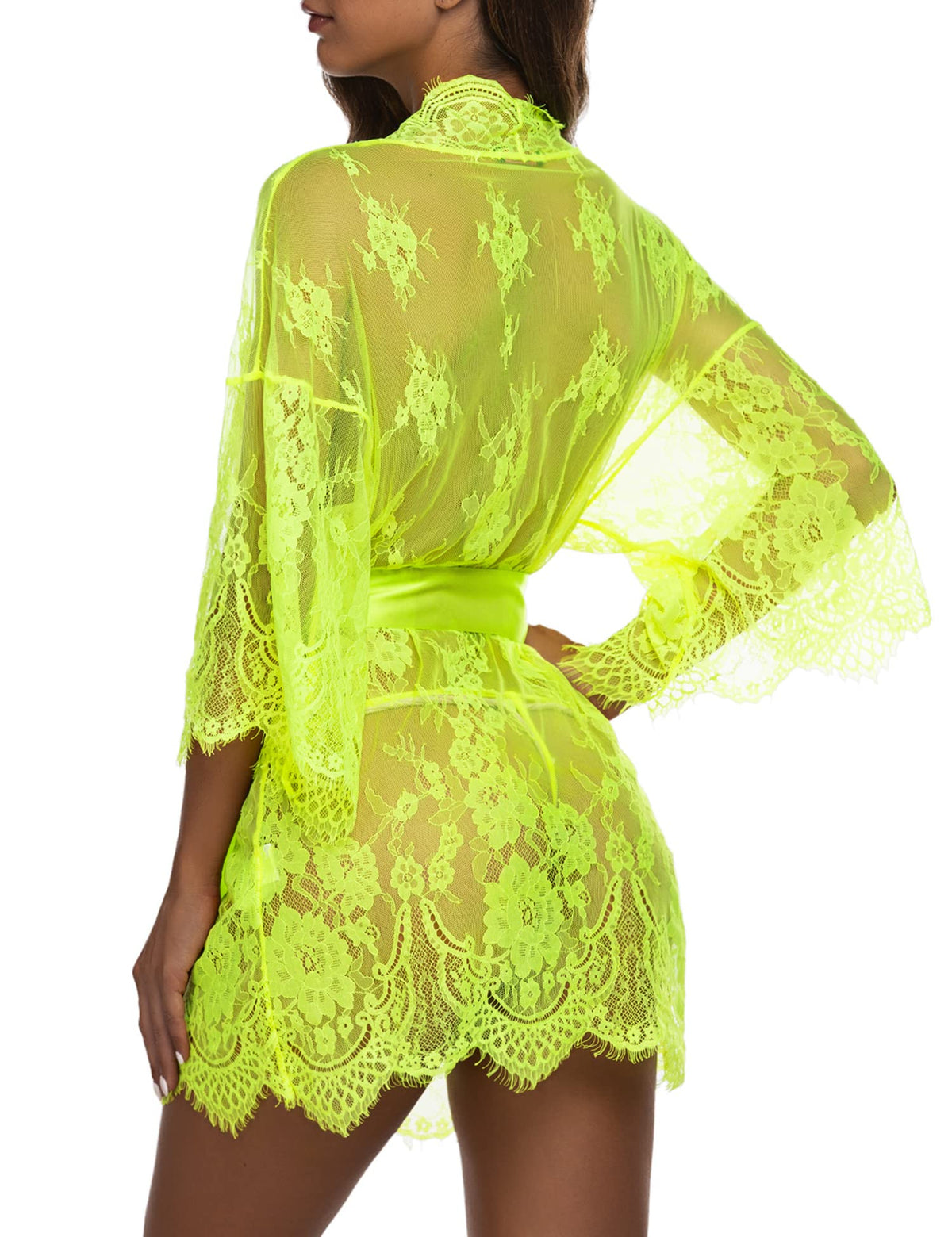 Sisu Couture's Avidlove Lace Kimono Robe Babydoll Lingerie Mesh Nightgown S - image 17