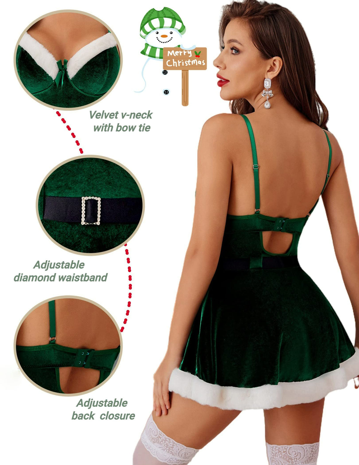 Sisu Couture's Avidlove Christmas Dress Sexy Santa Dress Set Babydoll Chemise - image 18