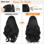 Sisu Couture's Wignee Curtain Bang Wig 26 Inch Black Wig Synthetic - image 18