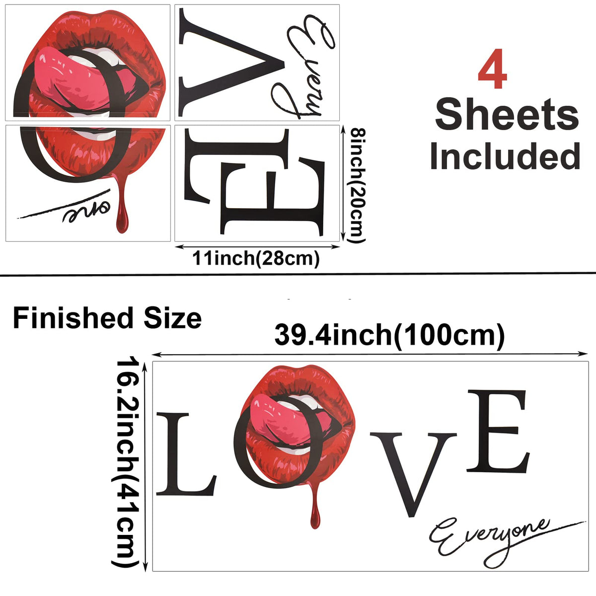 Sisu Couture's Maydahui Sexy Red Lips Tongue Wall Sticker Kisses Lip - image 10