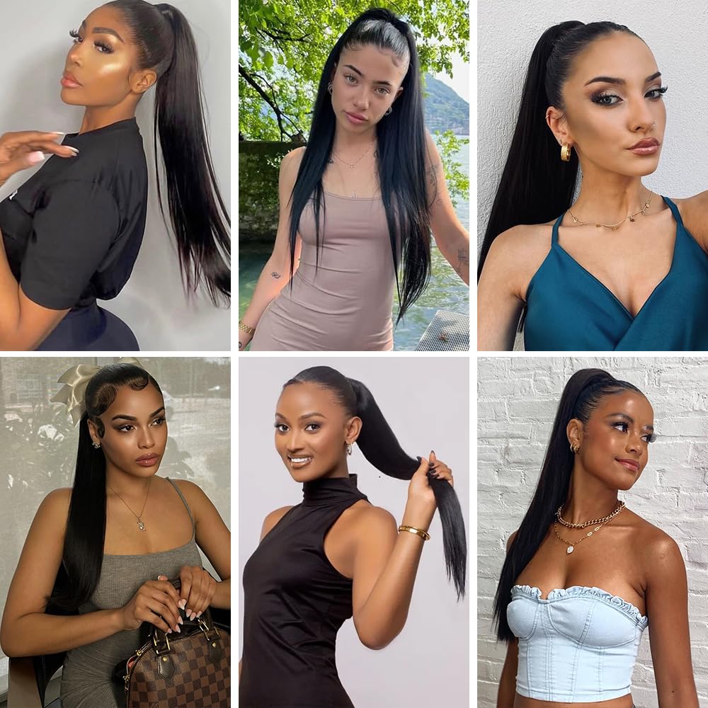 Sisu Couture's Straight Invisible Ponytail Extension Long Drawstring Pony Tail Hair - image 19