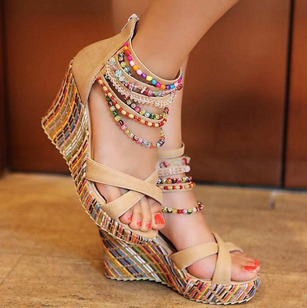 Sisu Couture's Getmorebeauty Wedge Sandals With Pearls Across The Top Platform - image 16