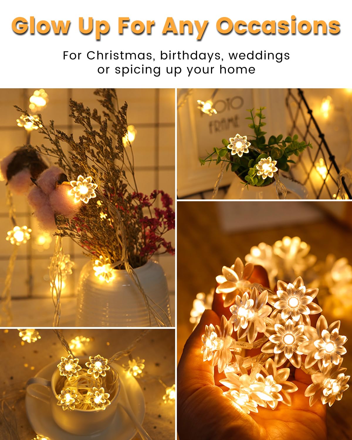 Sisu Couture's Jolymoly 59 Ft 100 Led Flower Fairy Lights With - image 12