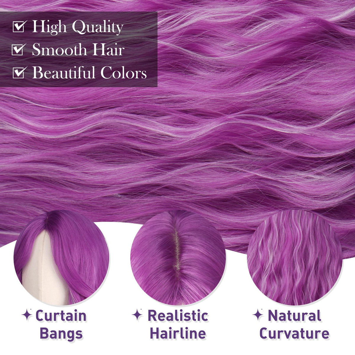 Sisu Couture's Haloo Purple Wigs With Curtain Bangs - image 15