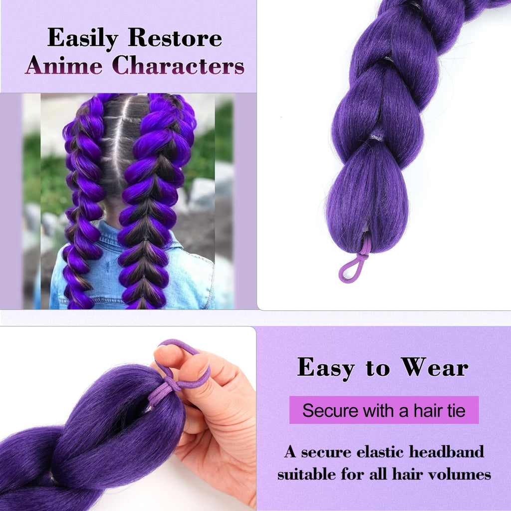 Sisu Couture's Getgal 24inch Purple Braids Ponytail Hair Extensions Kids Costume - image 15