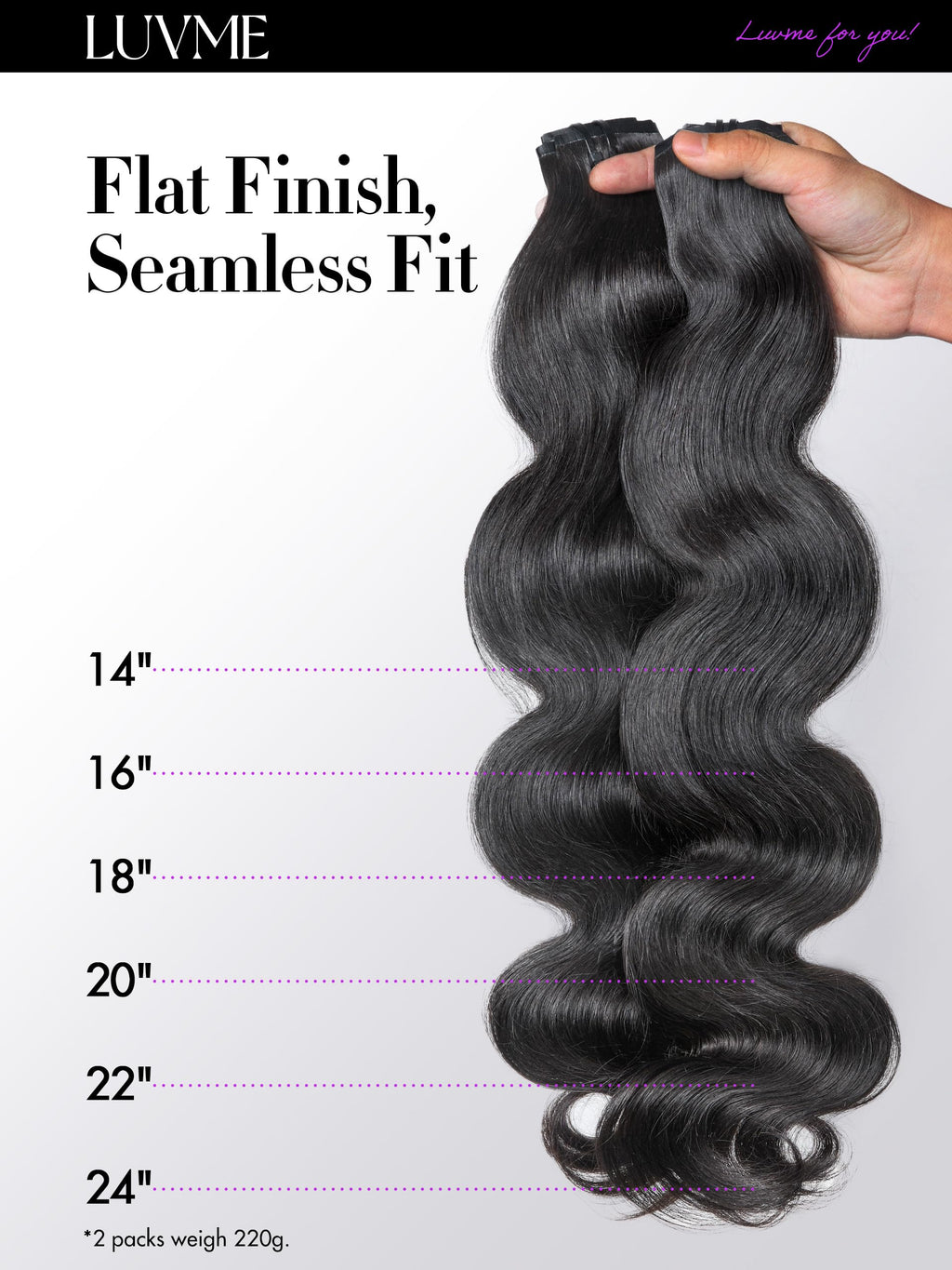 Sisu Couture's Luvme Seamless Body Wave 100% Real Human Hair Clip - image 20