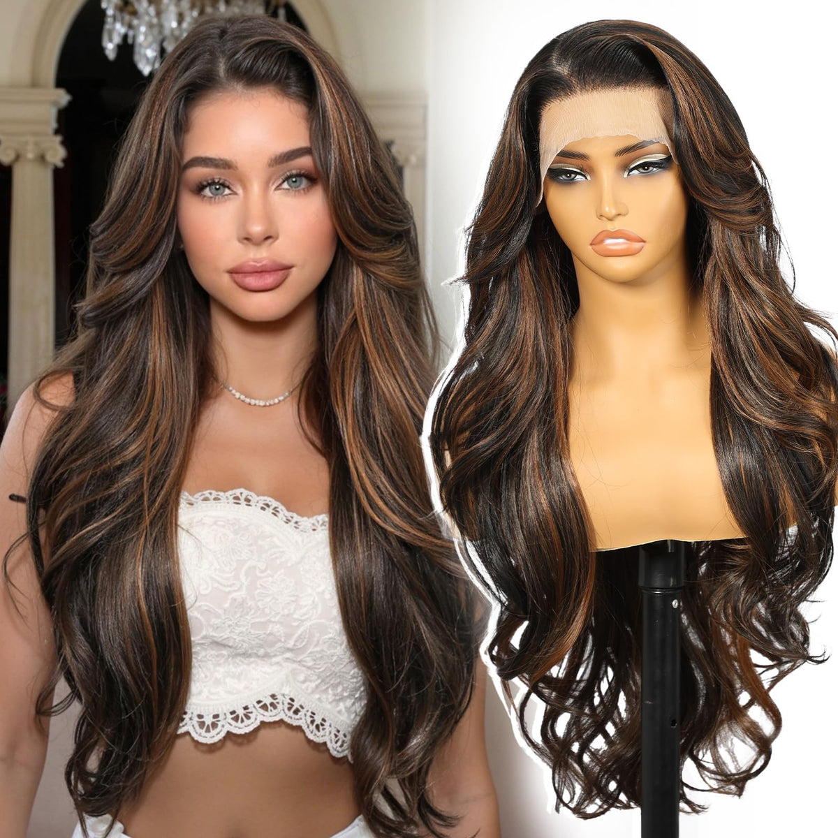 Sisu Couture's Kome Brown Layered Wave 13x4 Synthetic Lace Front Wig - image 22