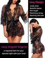 Sisu Couture's Avidlove Lace Kimono Robe Babydoll Lingerie Mesh Nightgown S - image 16