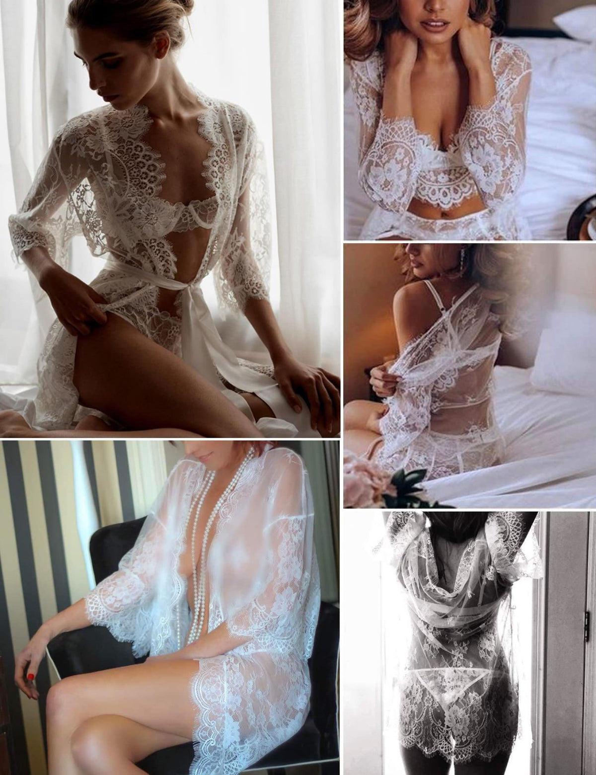 Sisu Couture's Avidlove Lace Kimono Robe Babydoll Lingerie Mesh Nightgown S - image 16