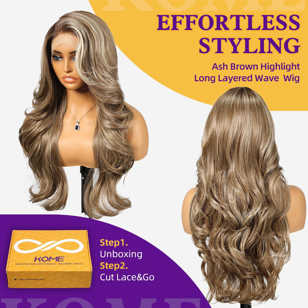 Sisu Couture's Kome Ash Brown Highlight 13×4 Layered Wave Synthetic Lace - image 15
