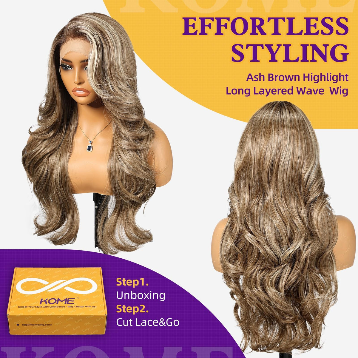 Sisu Couture's Kome Ash Brown Highlight 13×4 Layered Wave Synthetic Lace - image 4