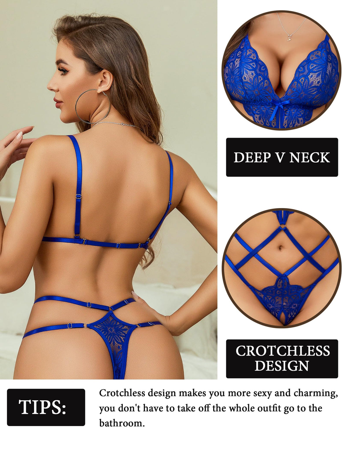 Sisu Couture's Avidlove Lingeries Deep V Teddy Sexy Lace Bodysuit Cut - image 15