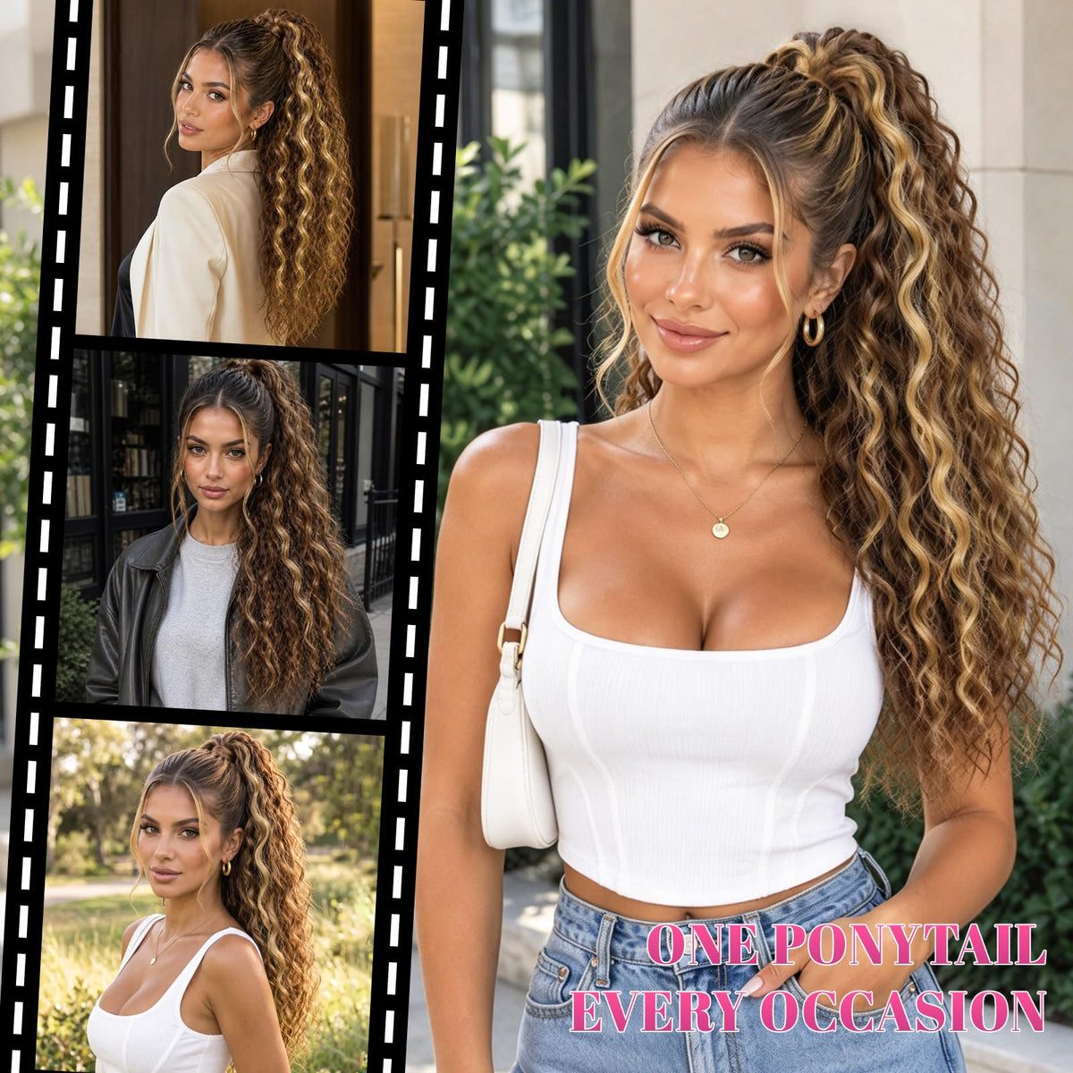 Sisu Couture's 20 Inch Long Wavy Claw Clip Ponytail Extension - image 19