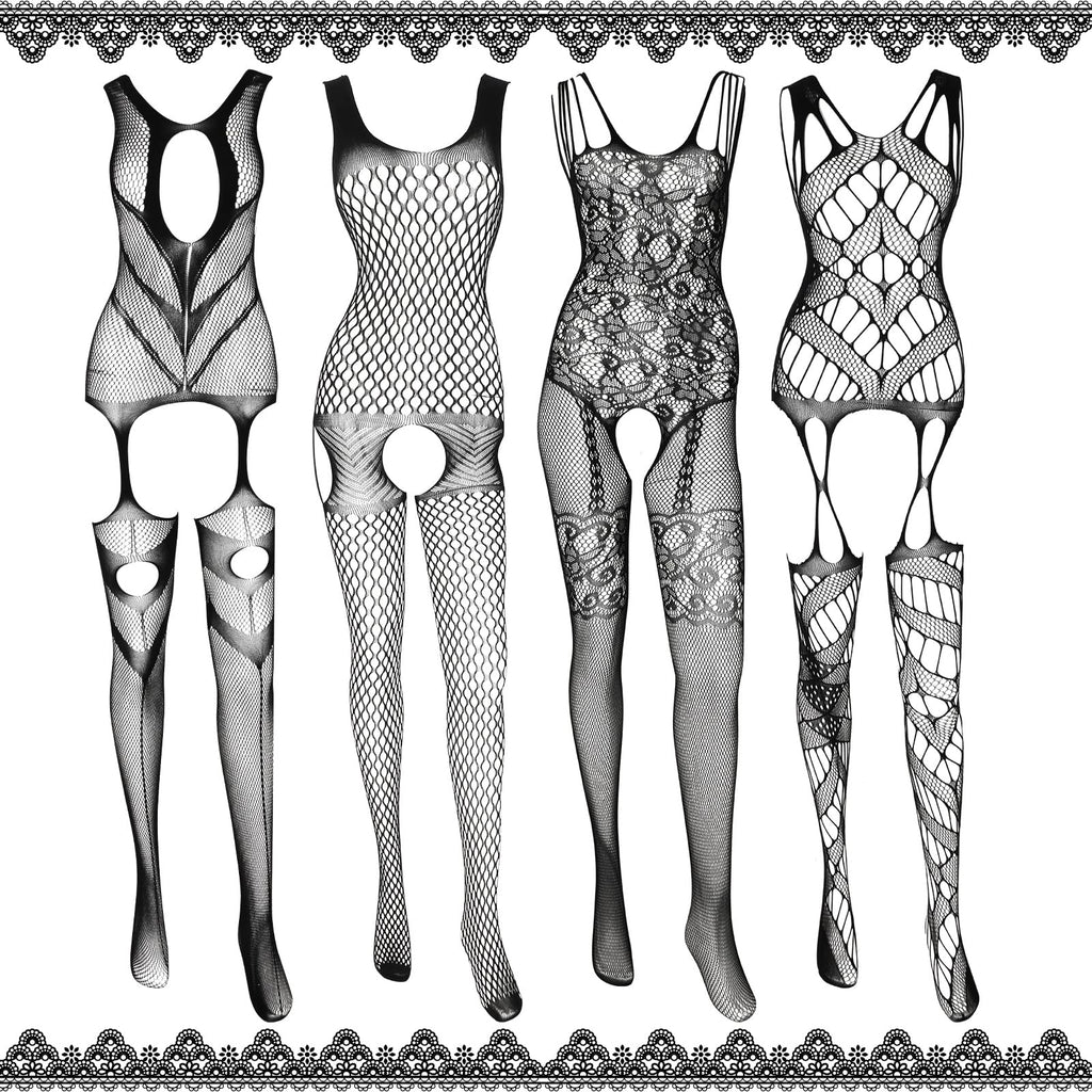 Sisu Couture's Jeyiour Black Lace Bodysuit With Garter Fishnet Bodystocking Belt - image 9