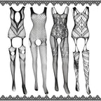 Sisu Couture's Jeyiour Black Lace Bodysuit With Garter Fishnet Bodystocking Belt - image 9