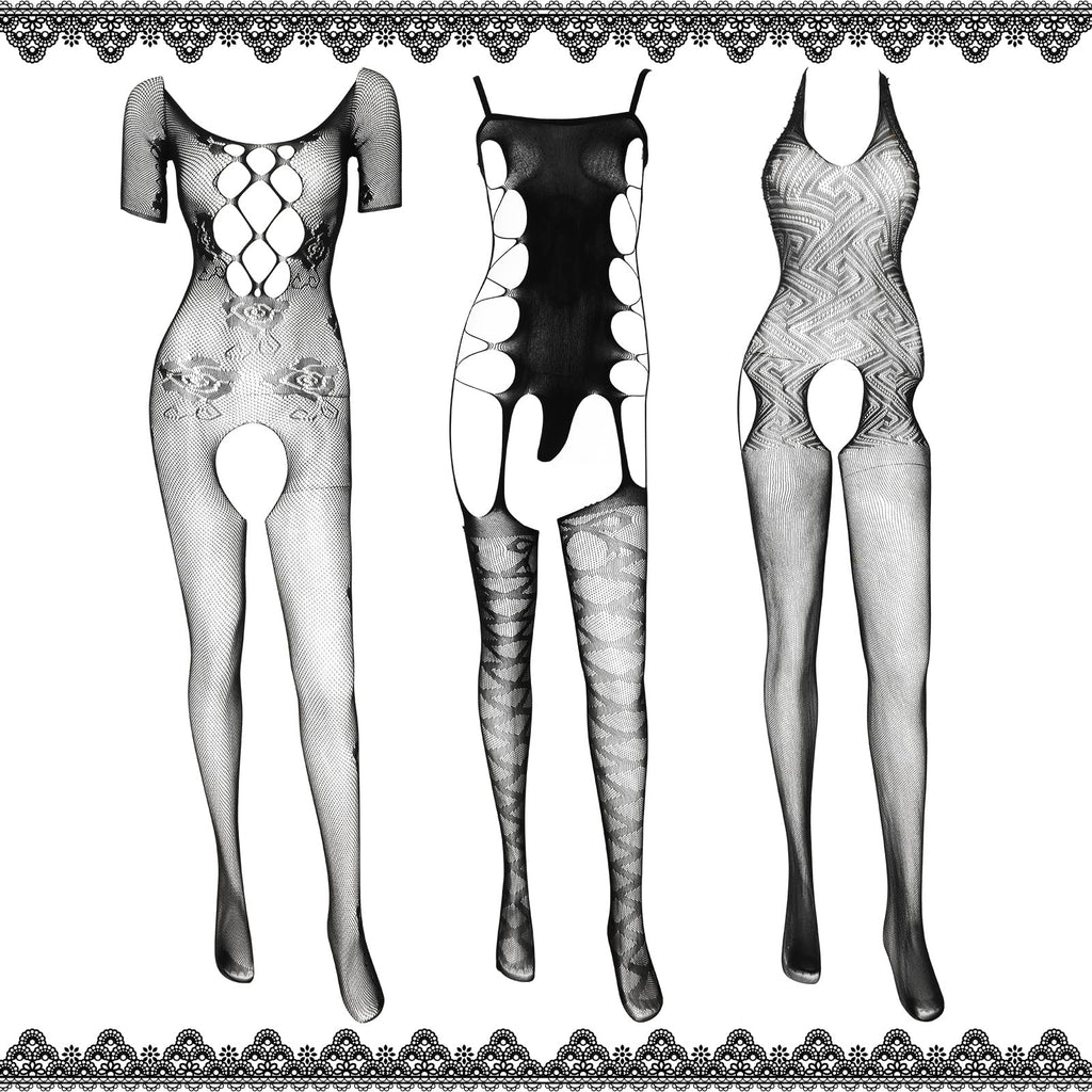 Sisu Couture's Jeyiour Black Lace Bodysuit With Garter Fishnet Bodystocking Belt - image 11