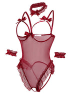 Sisu Couture's Avidlove Lingerie Bodysuit 4 Piece Set Sheer Mesh Teddy - image 14