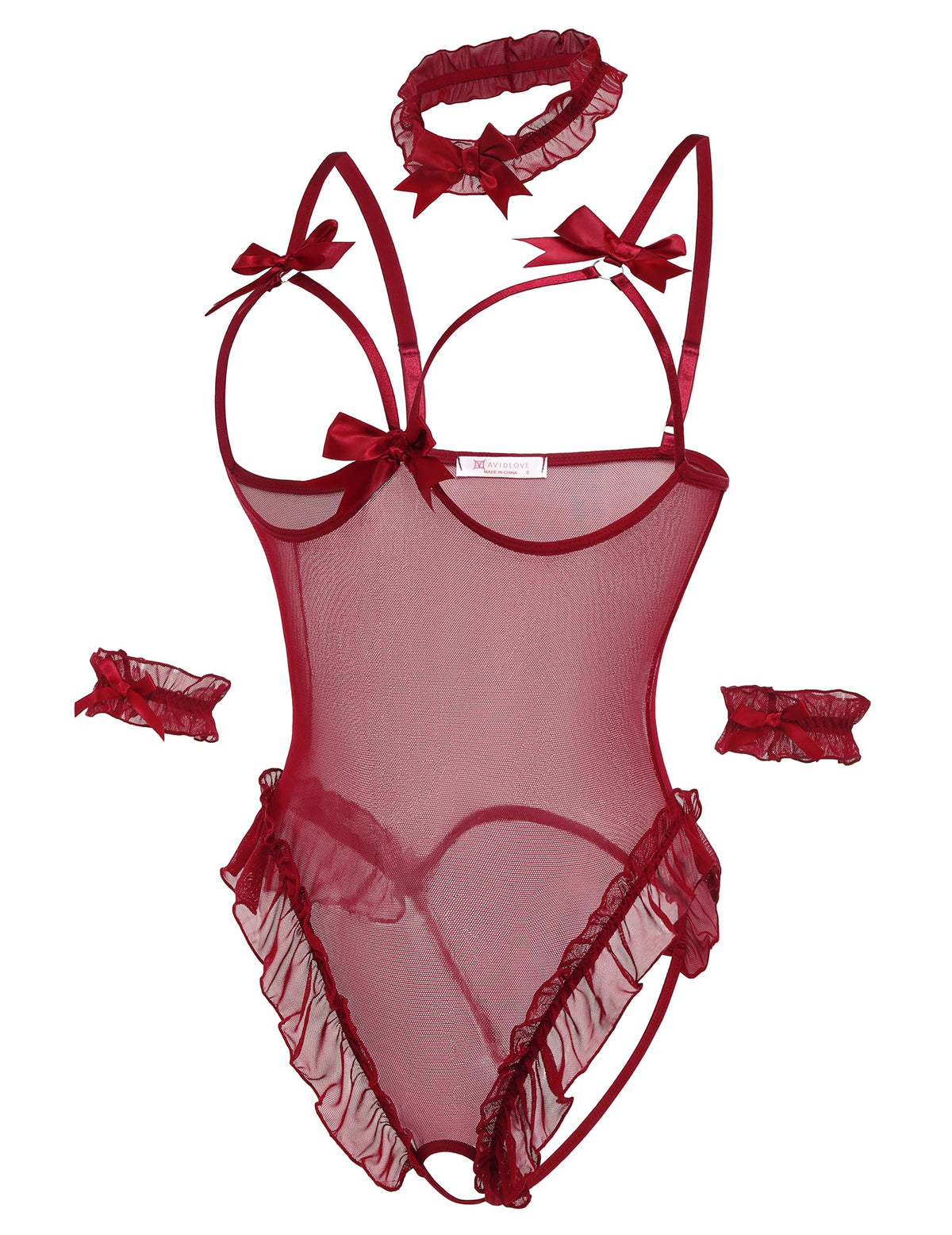 Sisu Couture's Avidlove Lingerie Bodysuit 4 Piece Set Sheer Mesh Teddy - image 14