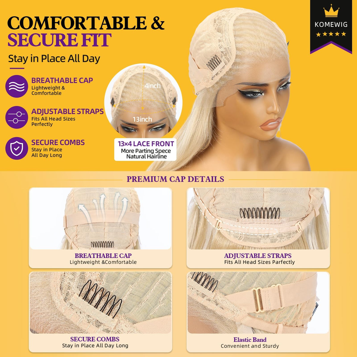 Sisu Couture's Kome Blonde Layered Straight 13x4 Synthetic Lace Front Wig - image 7