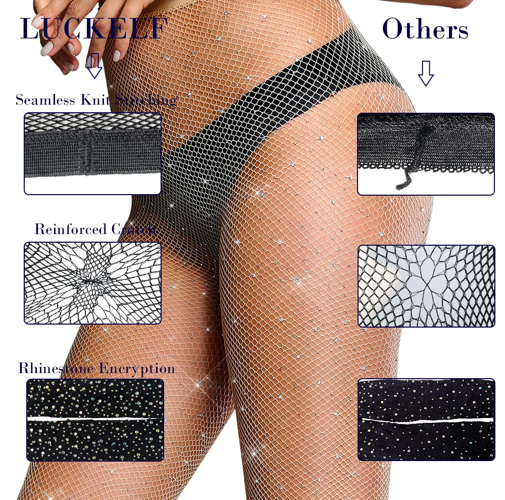 Sisu Couture's Luckelf Sexy High Waist Tights Sparkle Rhinestone Fishnets Party - image 14