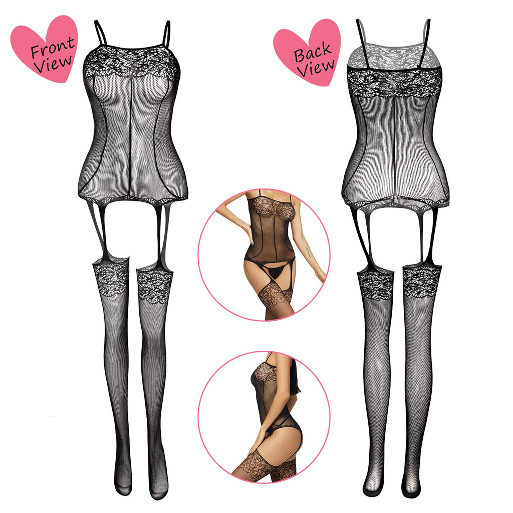 Sisu Couture's Lace Stockings Lingerie Floral Fishnet Bodysuits Lingerie Nightwear For - image 11