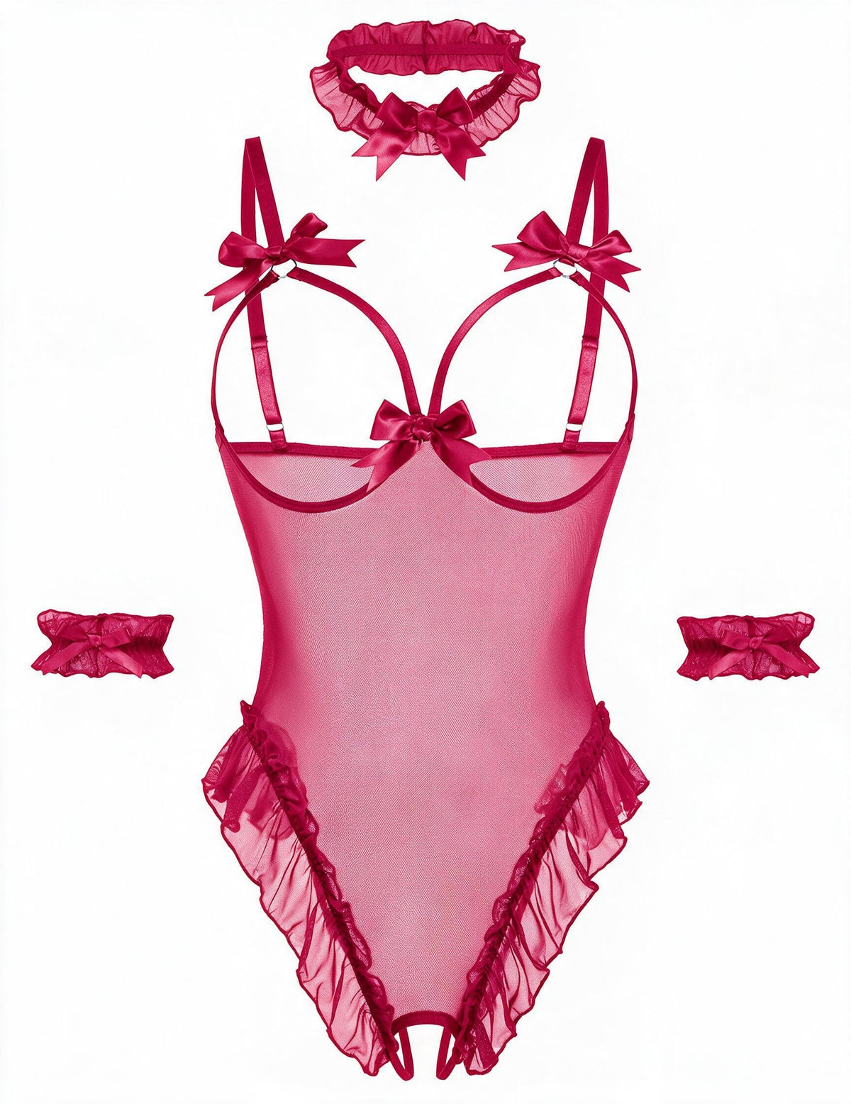 Sisu Couture's Avidlove Lingerie Bodysuit 4 Piece Set Sheer Mesh Teddy - image 19