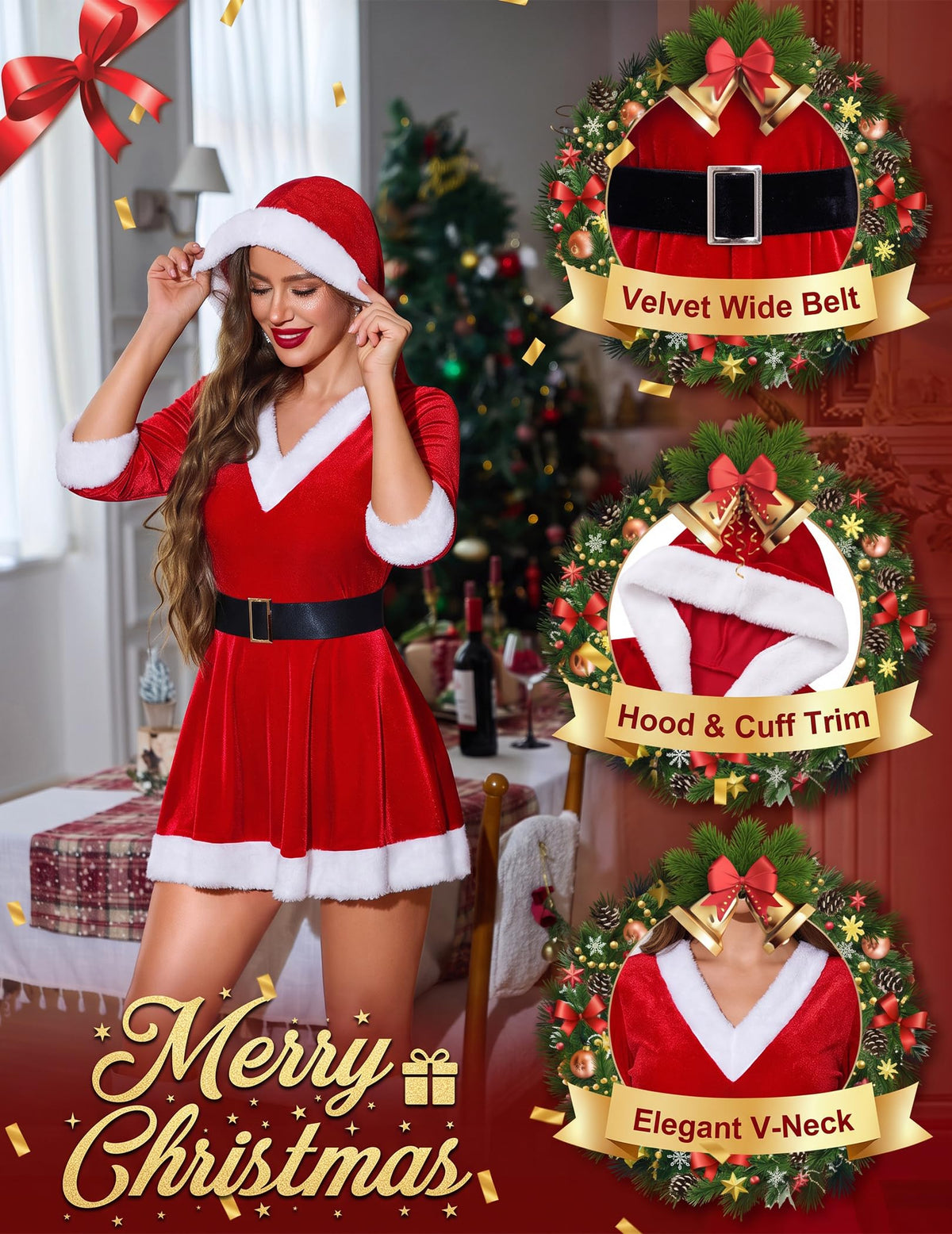 Sisu Couture's Avidlove Christmas Lingerie Sexy Santa Dress Mrs Claus Costume - image 12