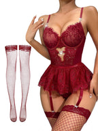 Sisu Couture's Lilosy Sexy Lingerie Set 3 Piece Corset Bodysuit Skirt - image 20