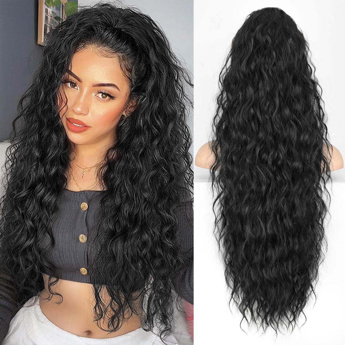 Sisu Couture's Long Curly Drawstring Ponytail Hair Extension - image 1