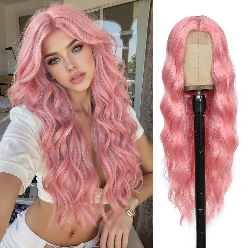 Sisu Couture's Light Pink Wig 26 Inch Long Wavy Wig - image 2